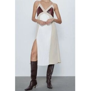 ZARA Blogger Favorite Snakeskin Print Pleated Slip Dress NWT